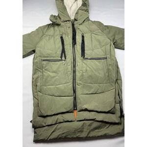 Orolay Womens Down Puffer Coat Olive Medium Sherpa Hood Zip Pockets